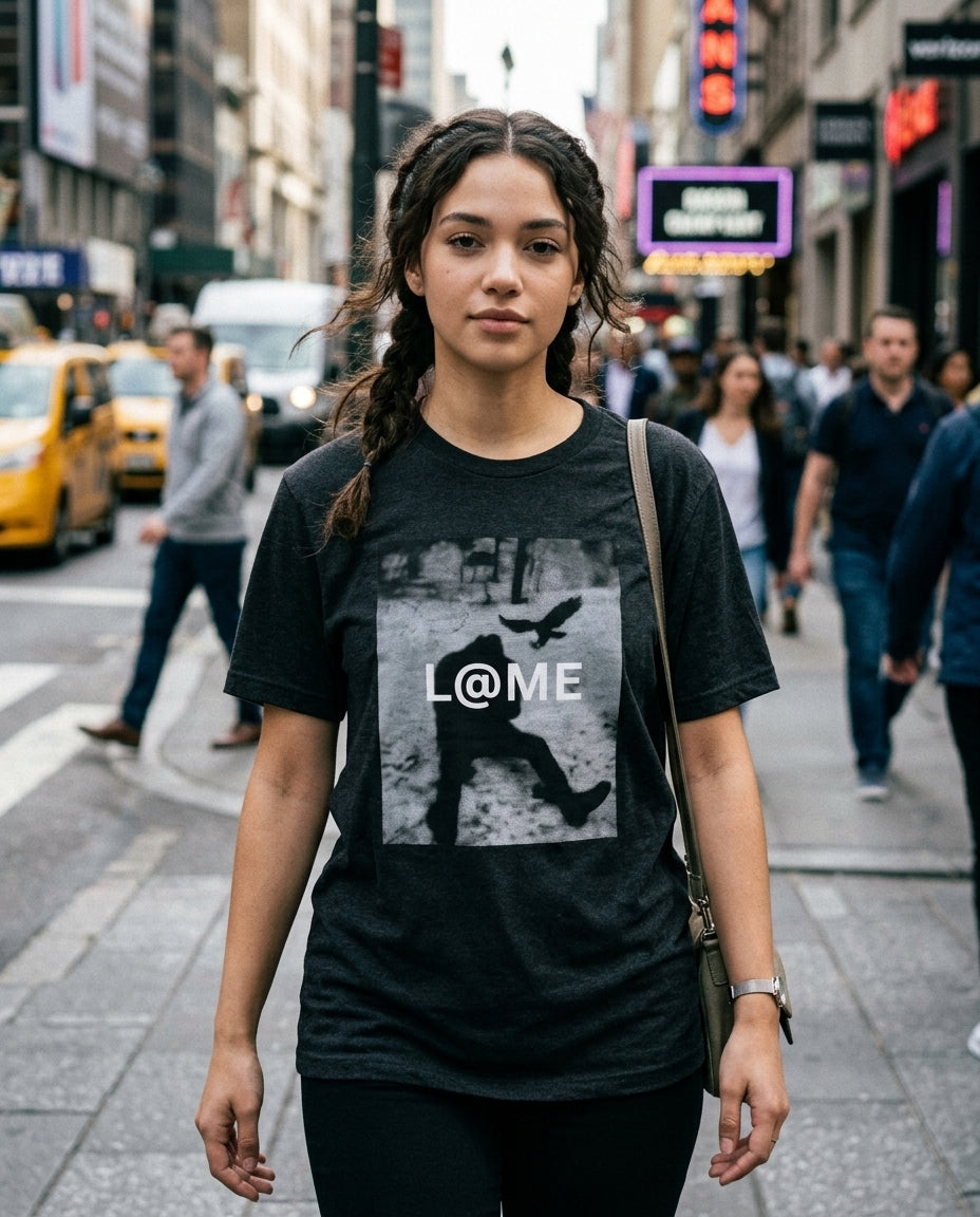Elevate Your Style with Our Minimalist Black and White T-Shirt: L@ME Motion Tee