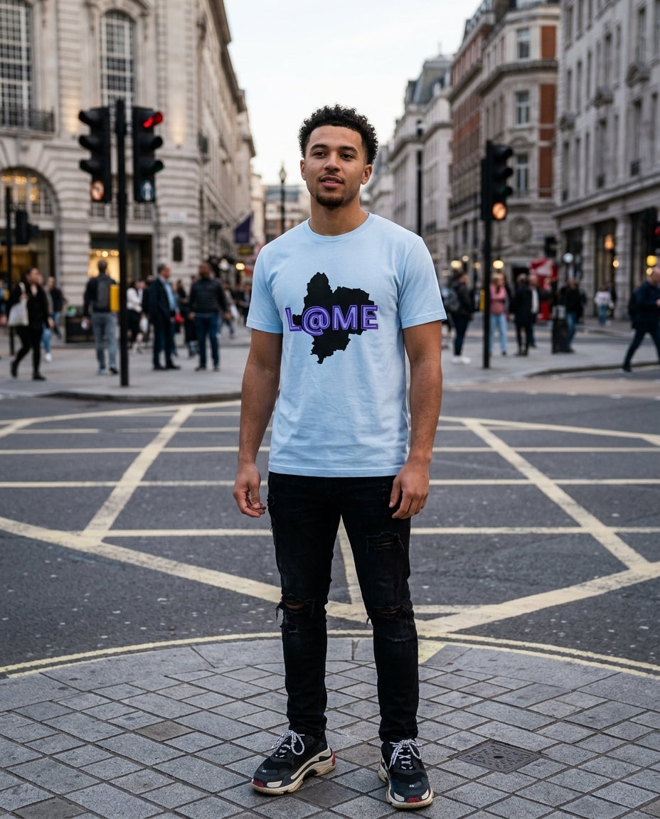 Urban Map Graphic Tee | Bold Purple & Black Abstract Design