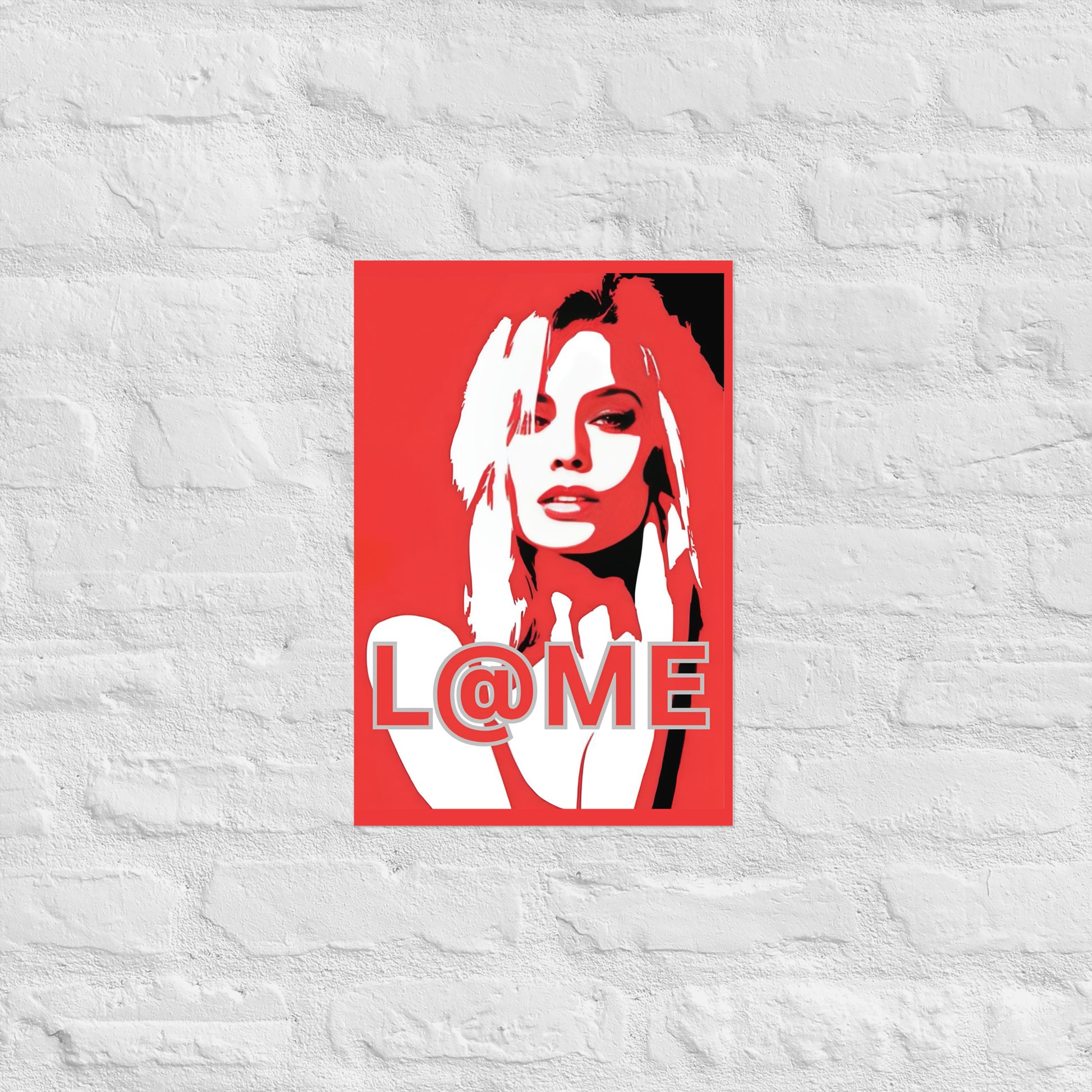 Matte art poster 12x18 inches with a bold red pop-art style portrait design
