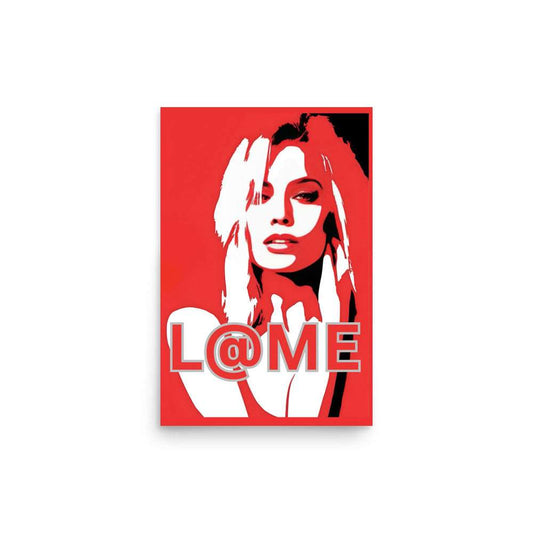 Matte art poster 12x18 inches with a red pop-art style high-contrast portrait design