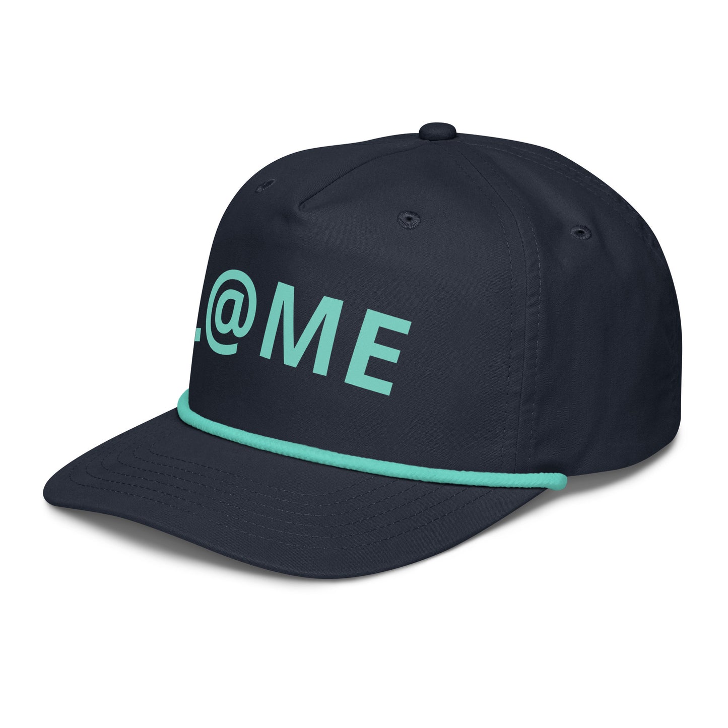 Structured five-panel cap with a contrasting rope detail and adjustable snapback closure.