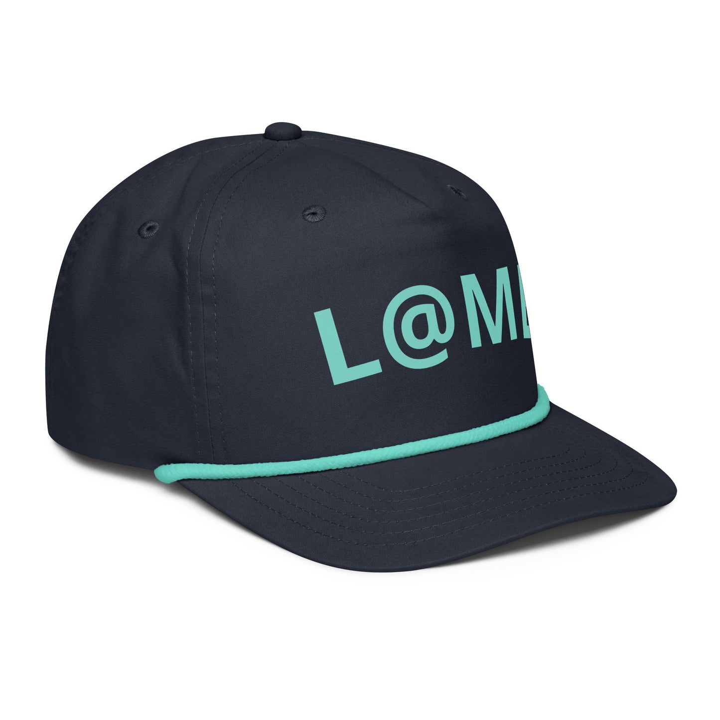 Structured five-panel L@ME Golf Rope Cap with rope detail on bill and adjustable snapback closure