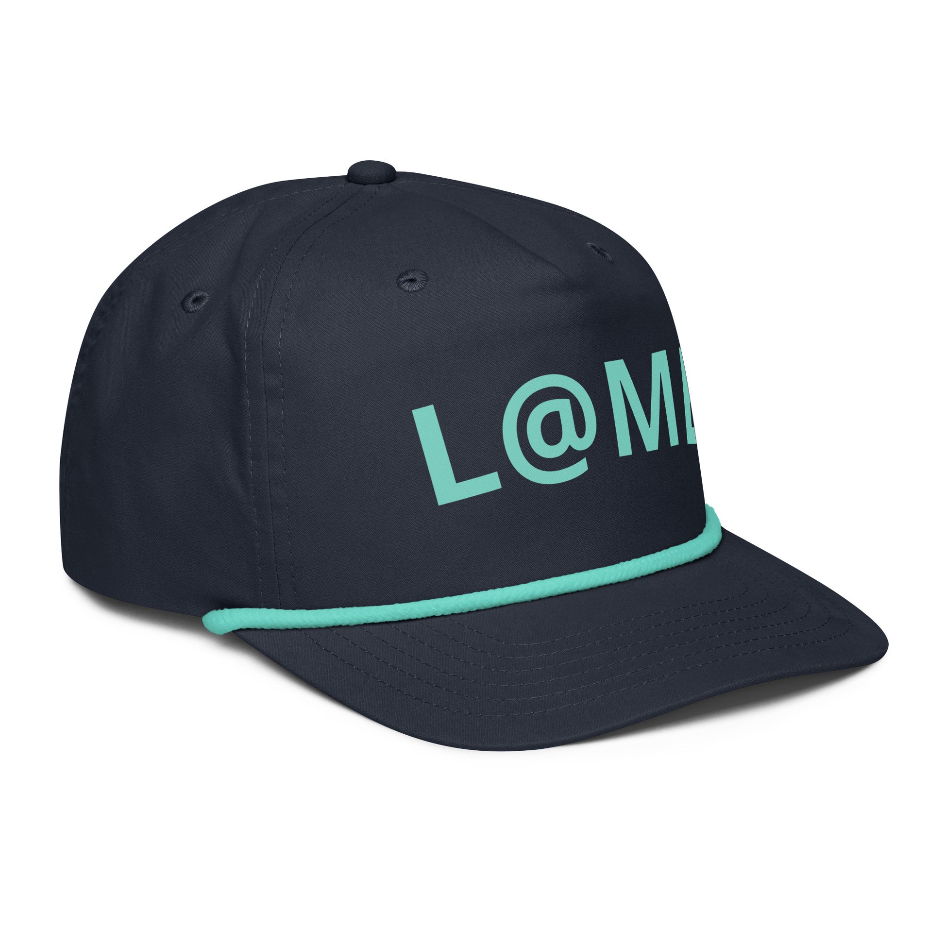 Structured five-panel L@ME Golf Rope Cap with rope detail on bill and adjustable snapback closure
