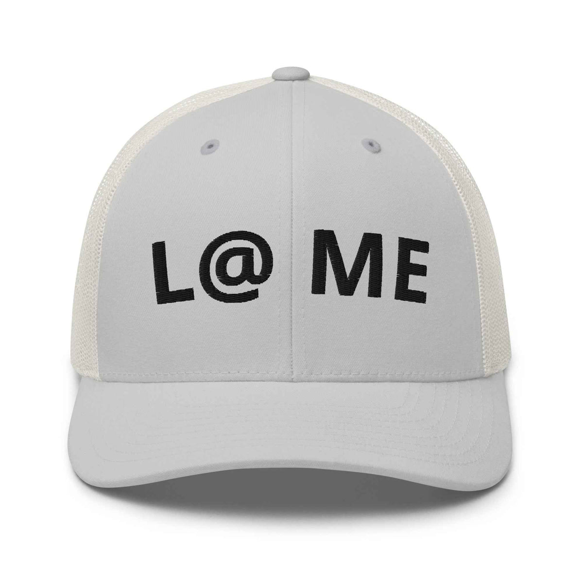 L@ME Structured Trucker Hat, Grey Mesh Six-Panel Snapback Cap