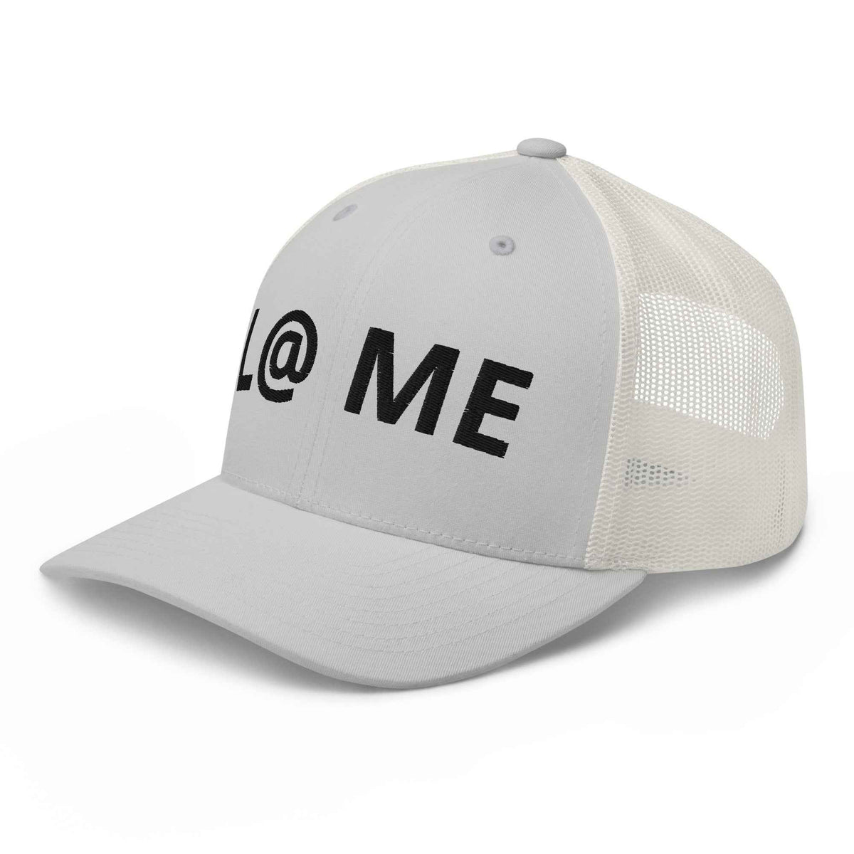 L@ME Structured Trucker Hat, Grey Mesh Six-Panel Snapback Cap