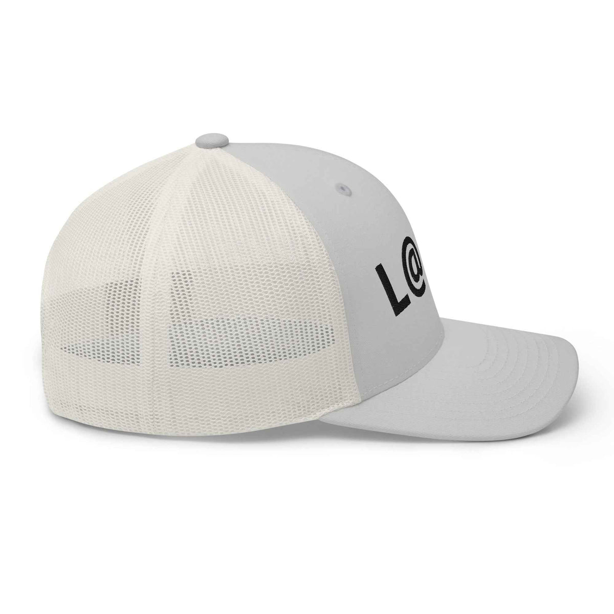 L@ME Structured Trucker Hat, Grey Mesh Six-Panel Snapback Cap