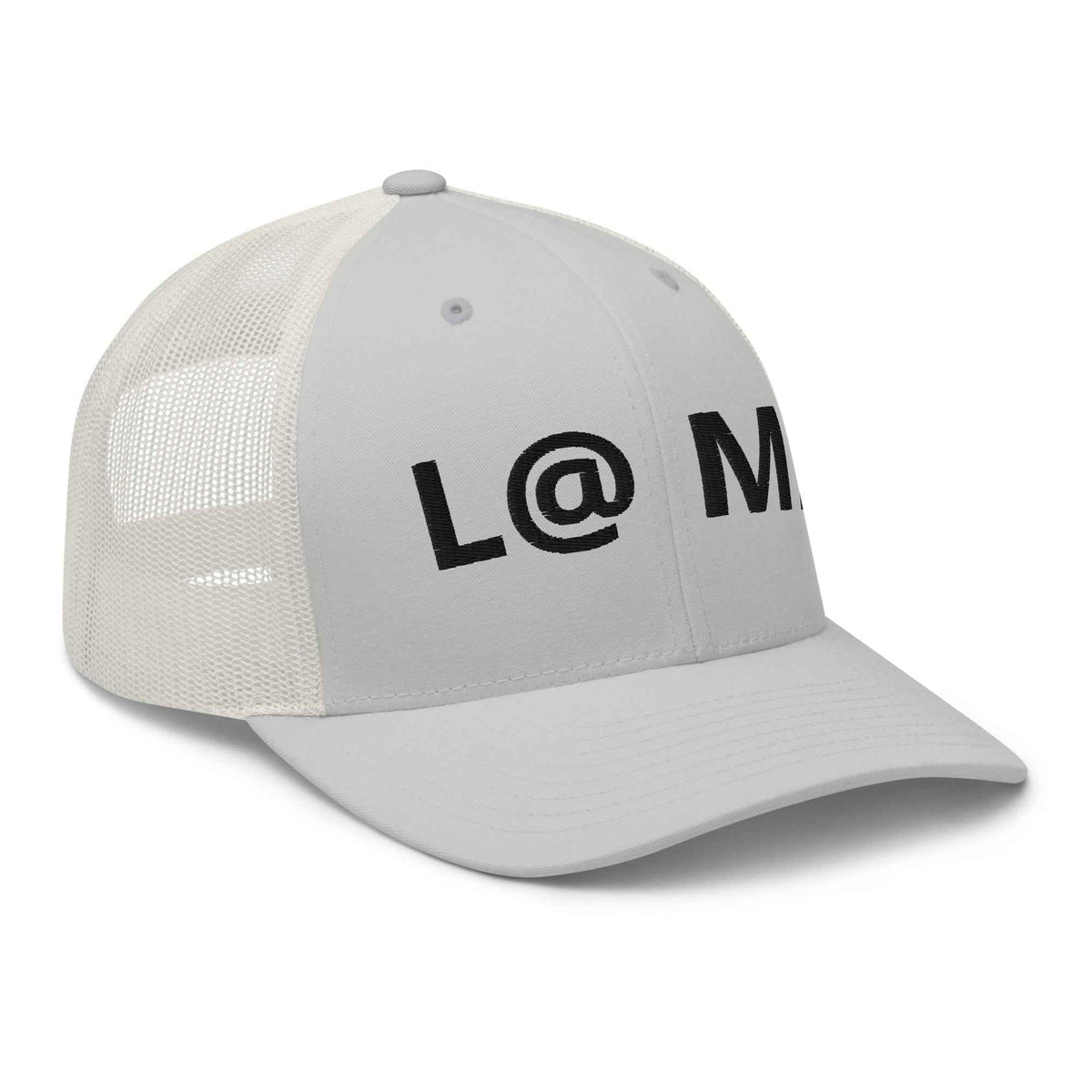 L@ME Structured Trucker Hat, Grey Mesh Six-Panel Snapback Cap