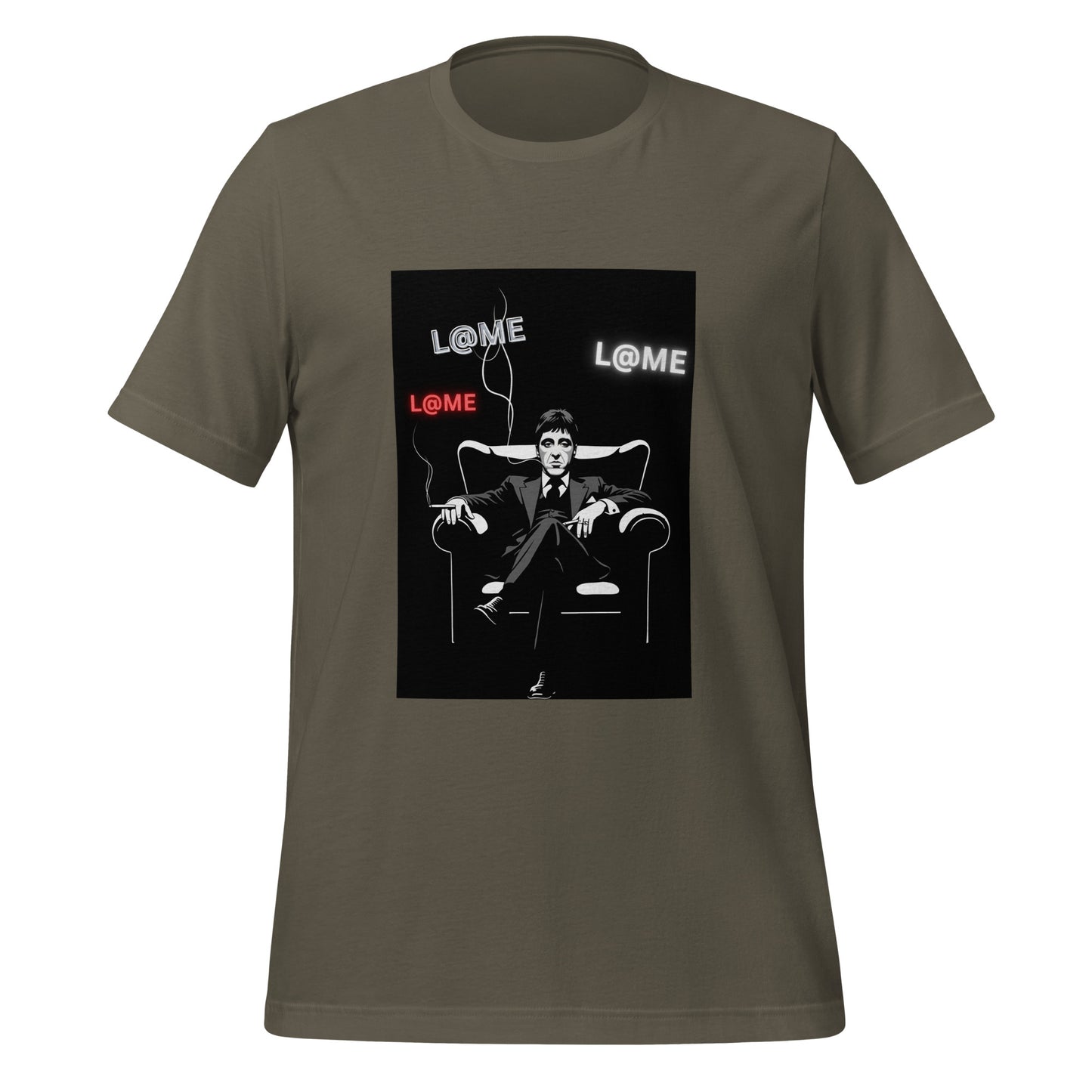 Black "Boss Mode" tee featuring red and white L@ME logos on a soft cotton fabric.