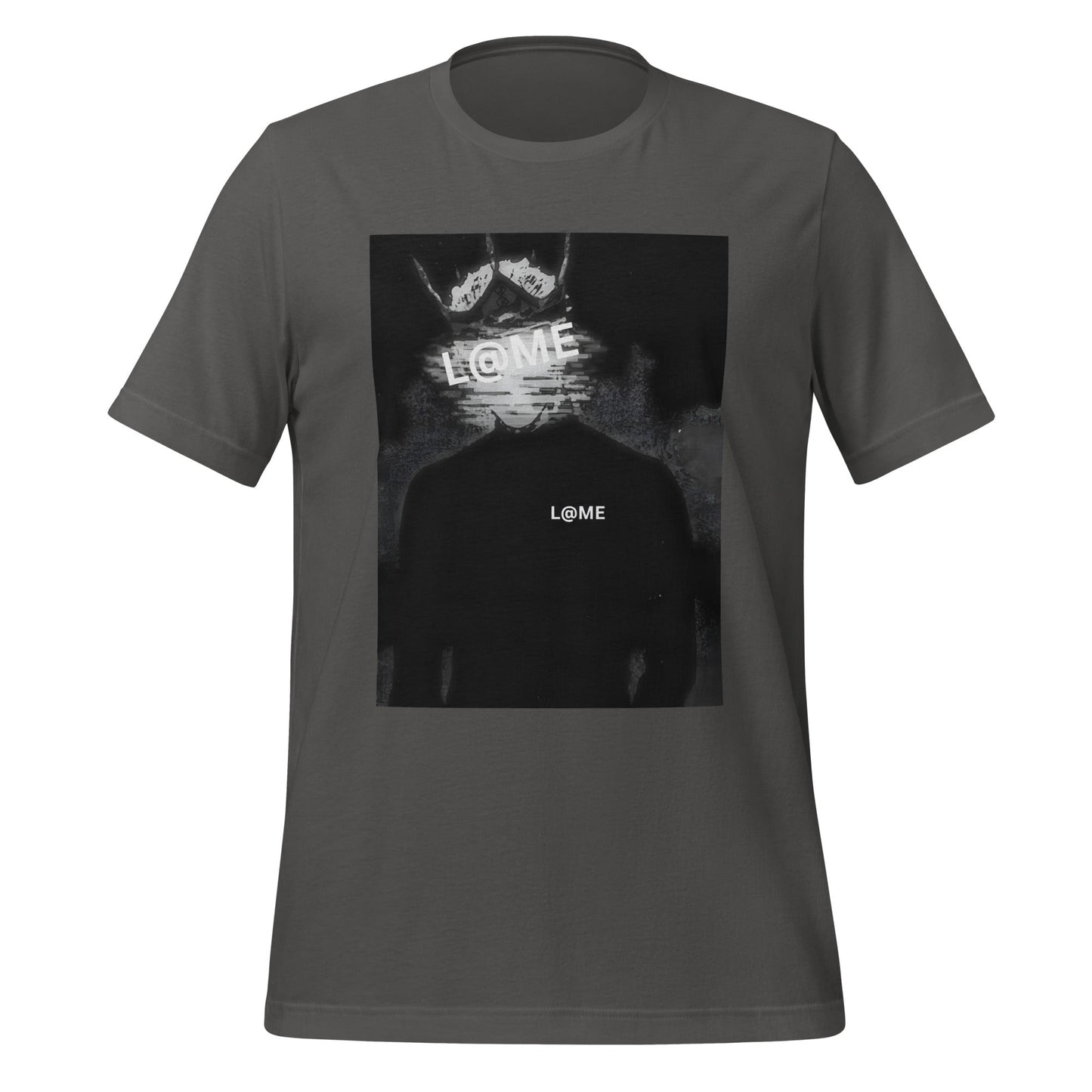 Black L@ME Shadow Code tee with glitch-inspired graphic and short sleeves