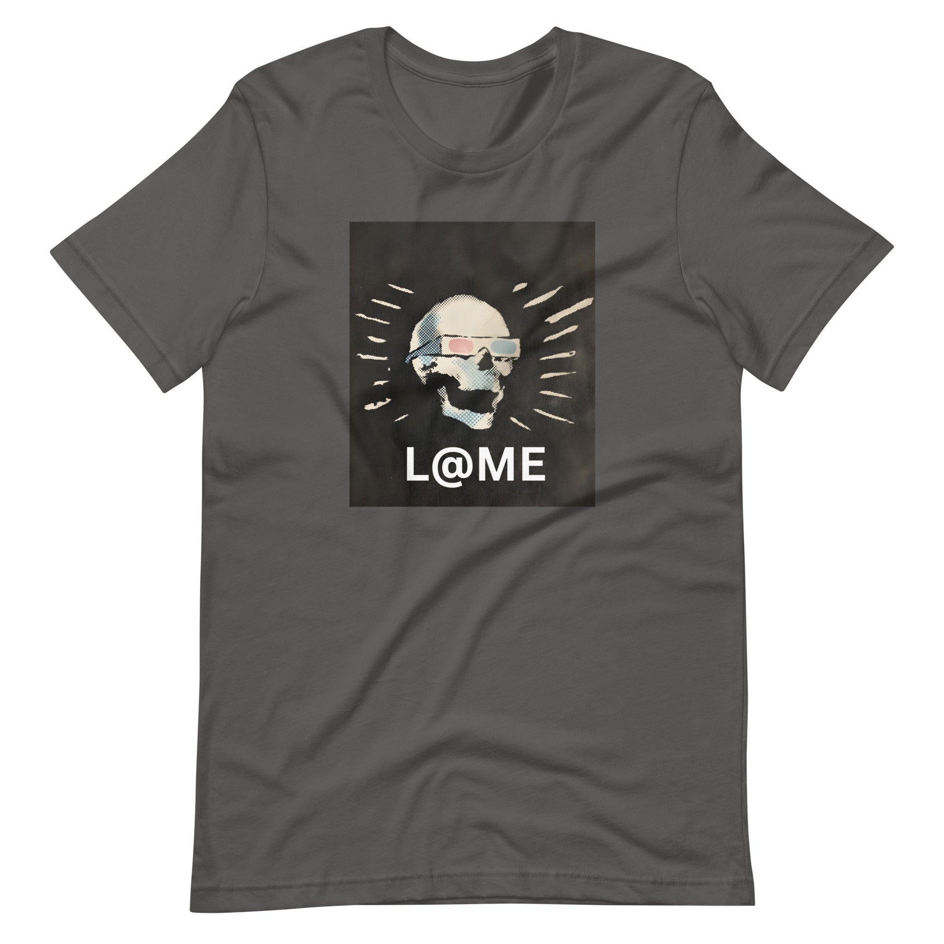 Black streetwear tee featuring a stylized skull with lightburst accents and tinted shades.