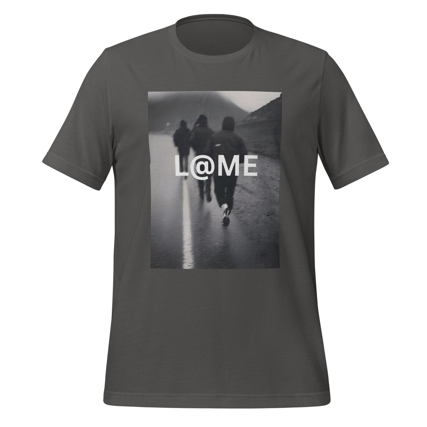 Gray graphic tee featuring a street photo and the L@ME logo.