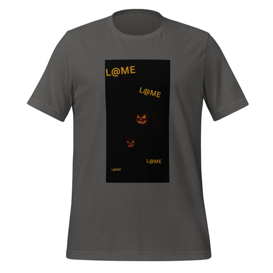 Black Halloween tee with subtle orange pumpkin faces and streetwear style design