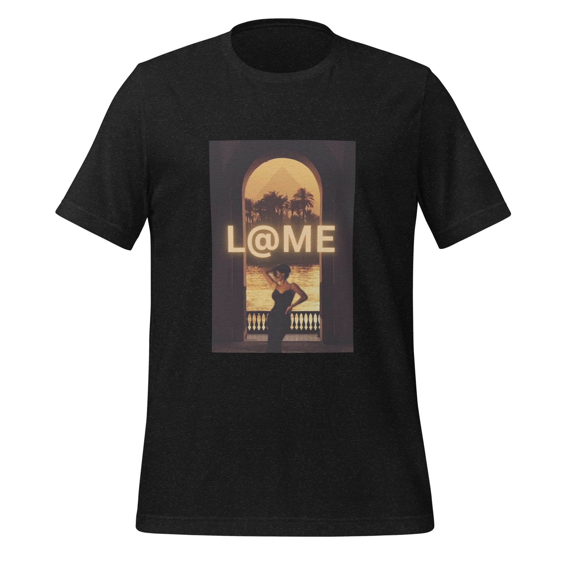 Unisex black t-shirt featuring a moonlit design and bold cross silhouette.