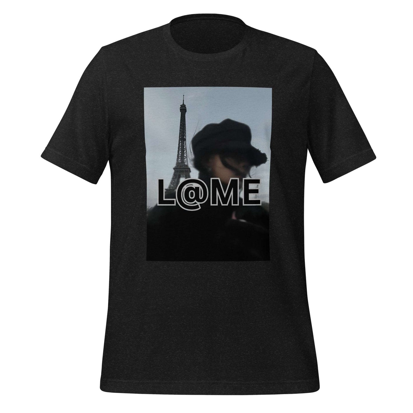 White t-shirt featuring the Eiffel Tower and bold L@ME logo on soft cotton fabric.