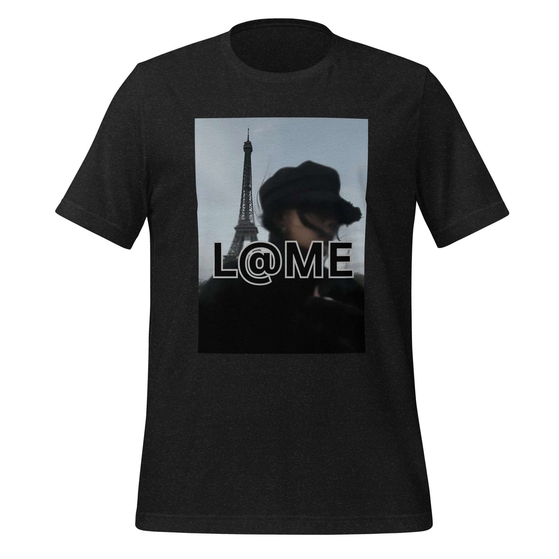White t-shirt featuring the Eiffel Tower and bold L@ME logo on soft cotton fabric.
