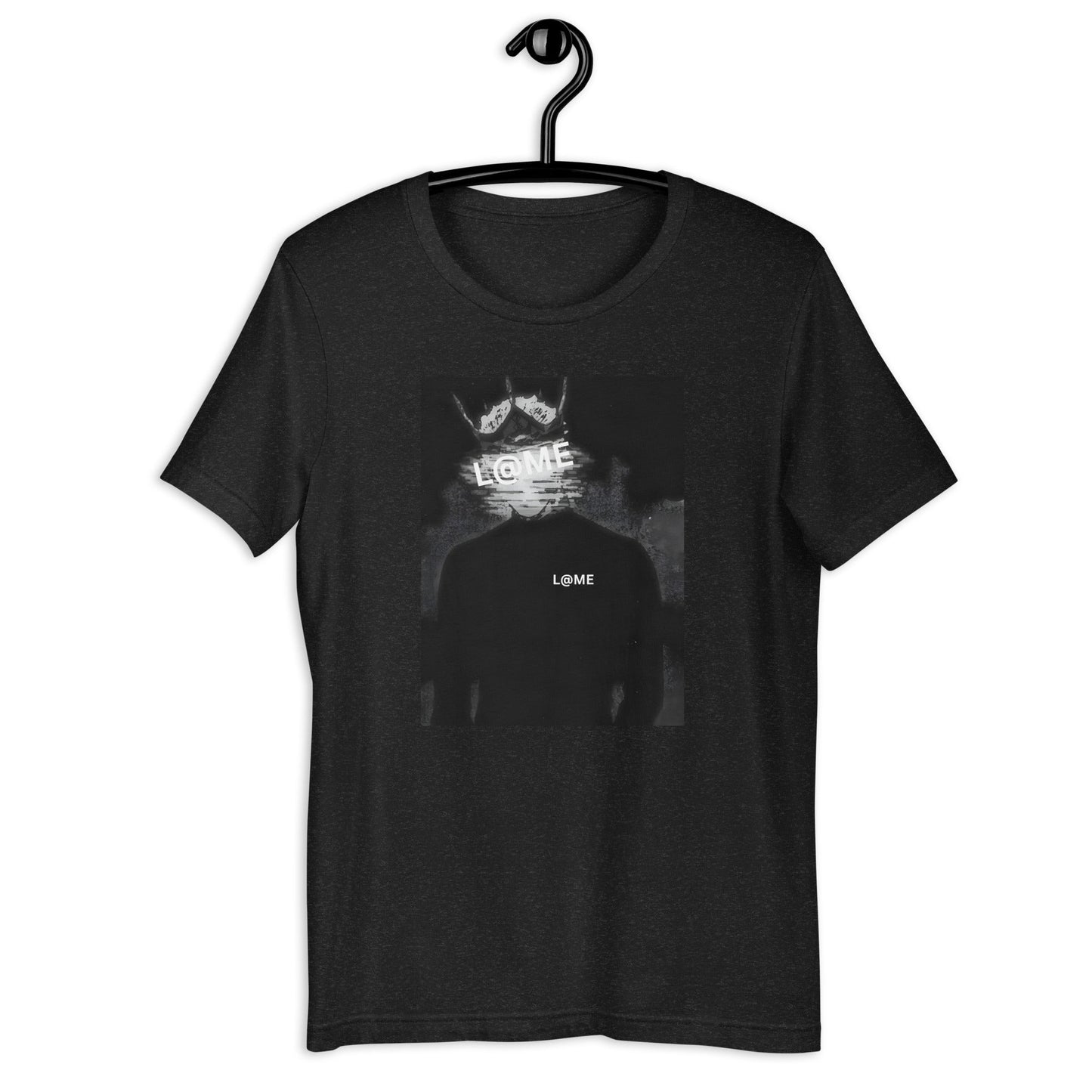 Black L@ME Shadow Code tee with glitch-inspired graphic and short sleeves