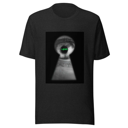 A relaxed unisex tee featuring a keyhole graphic, made from soft premium cotton.