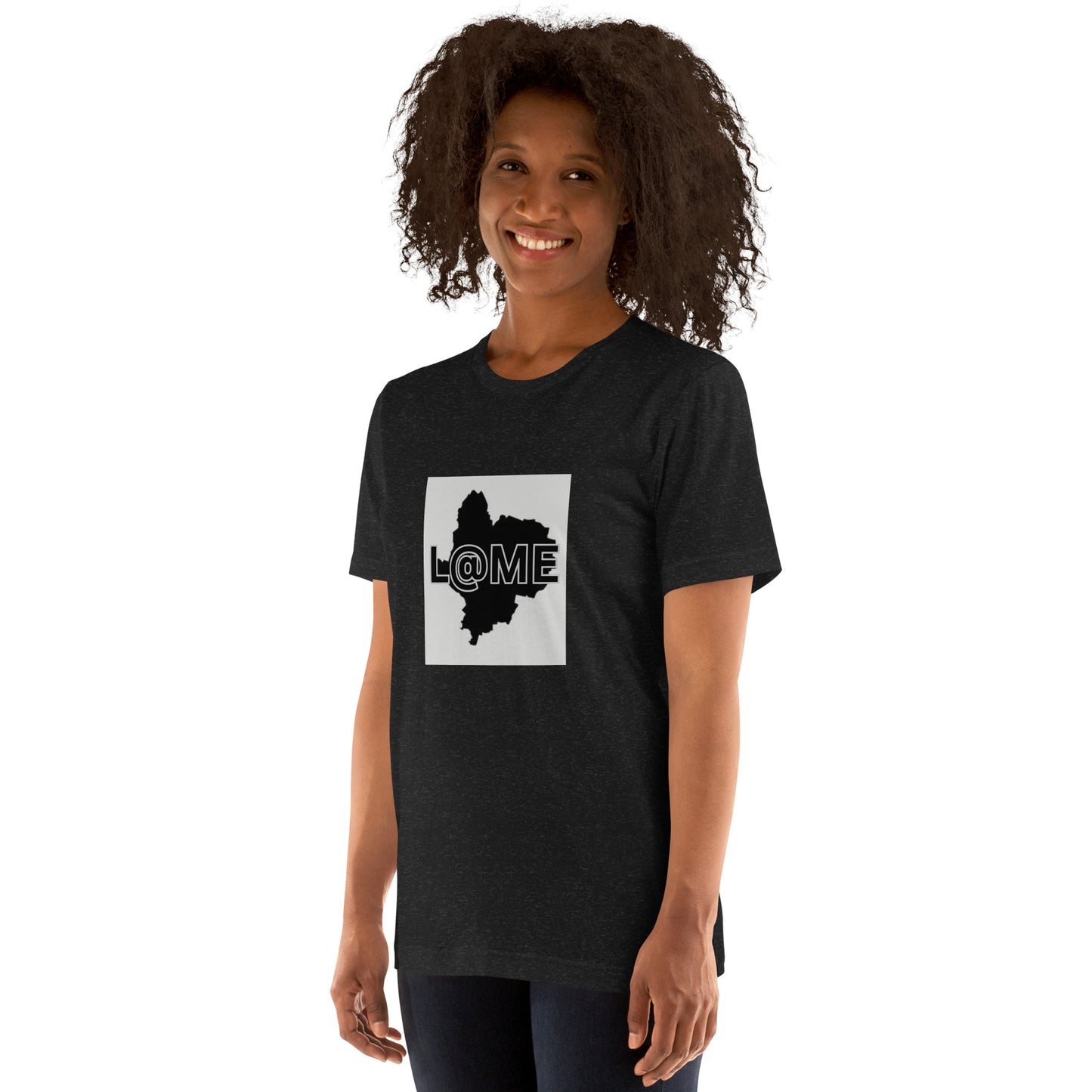 Unisex t-shirt featuring a black silhouette design on a white background.