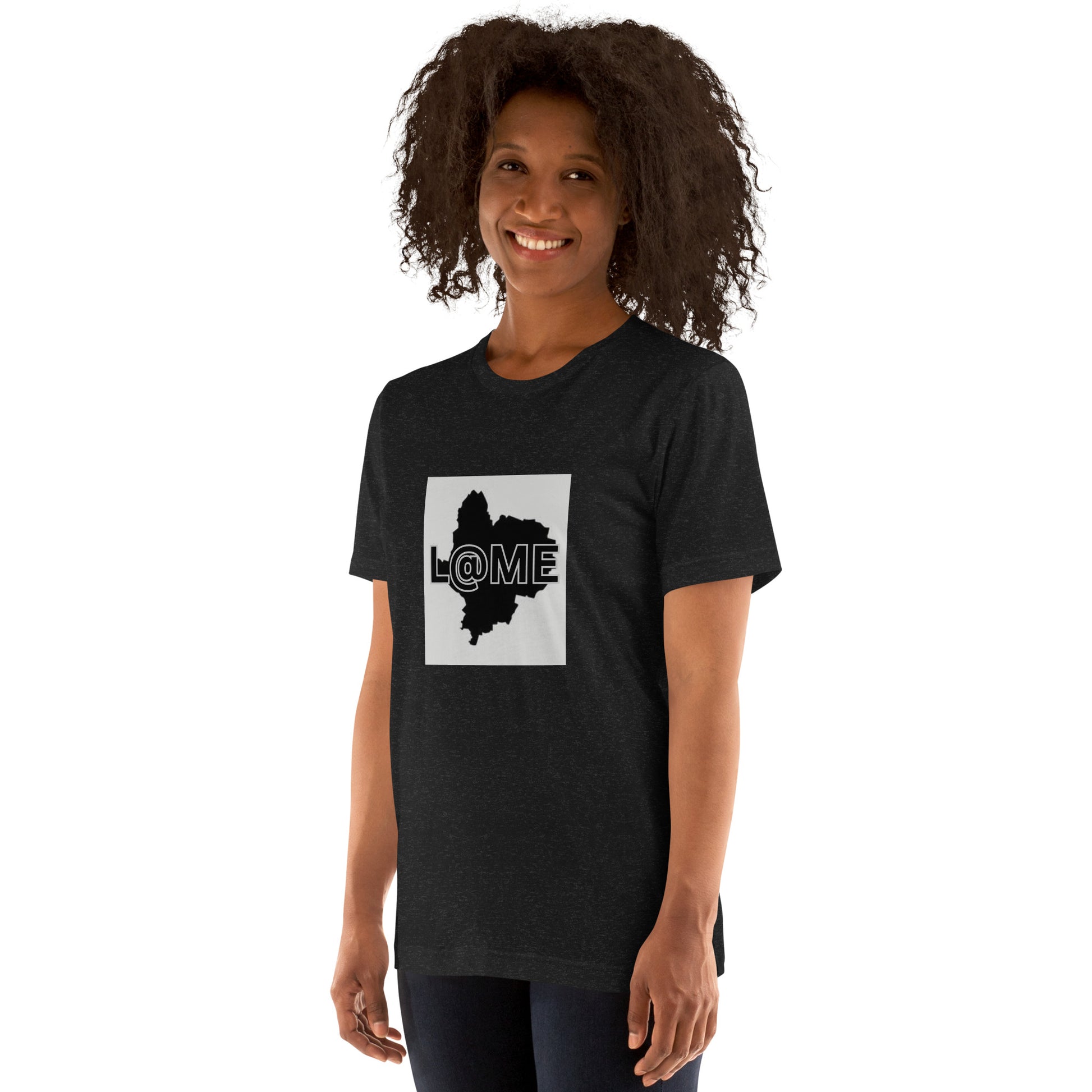 Unisex t-shirt featuring a black silhouette design on a white background.