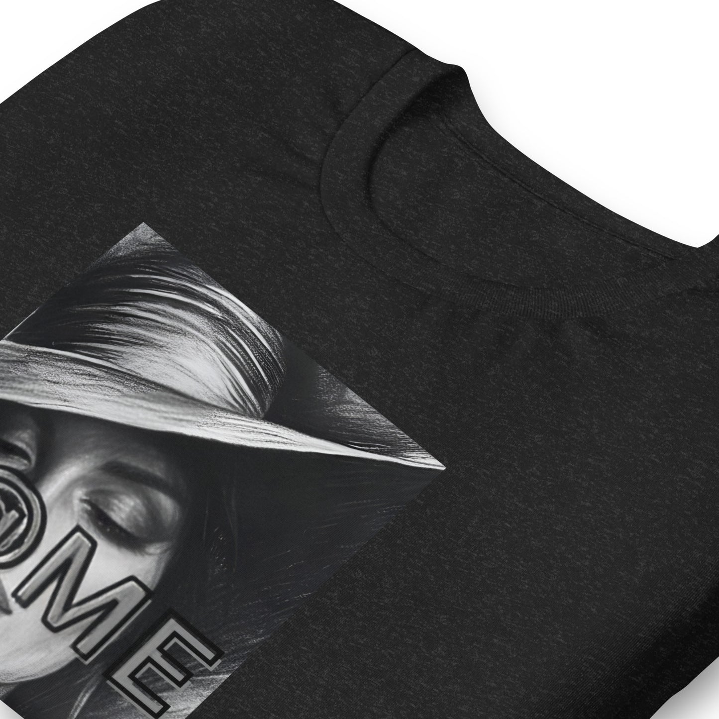 Black t-shirt featuring a monochrome portrait and the L@ME logo on the front.
