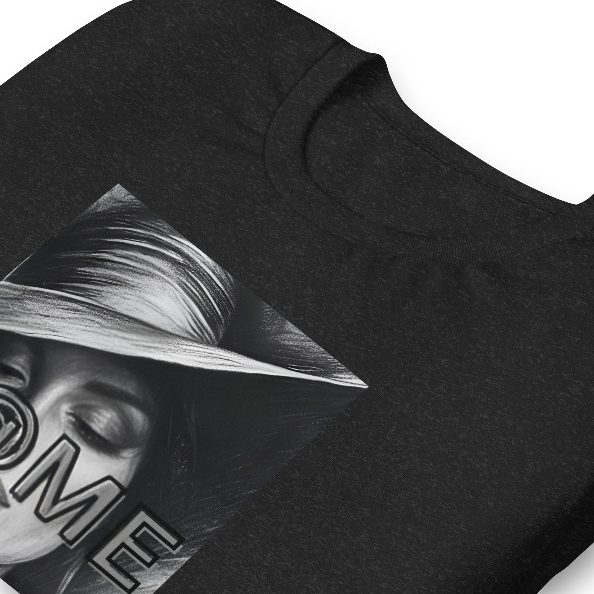 Black t-shirt featuring a monochrome portrait and the L@ME logo on the front.