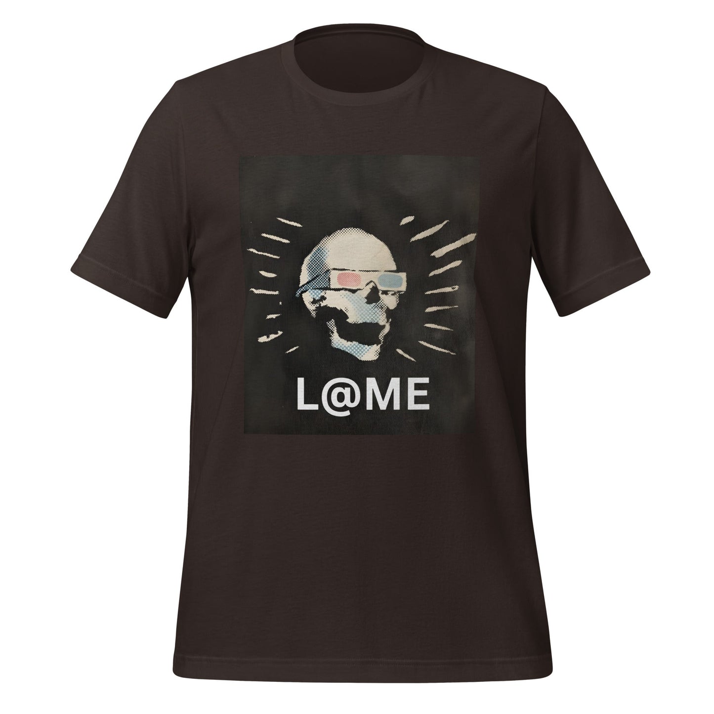 Black streetwear tee with stylized skull and lightburst accents on front