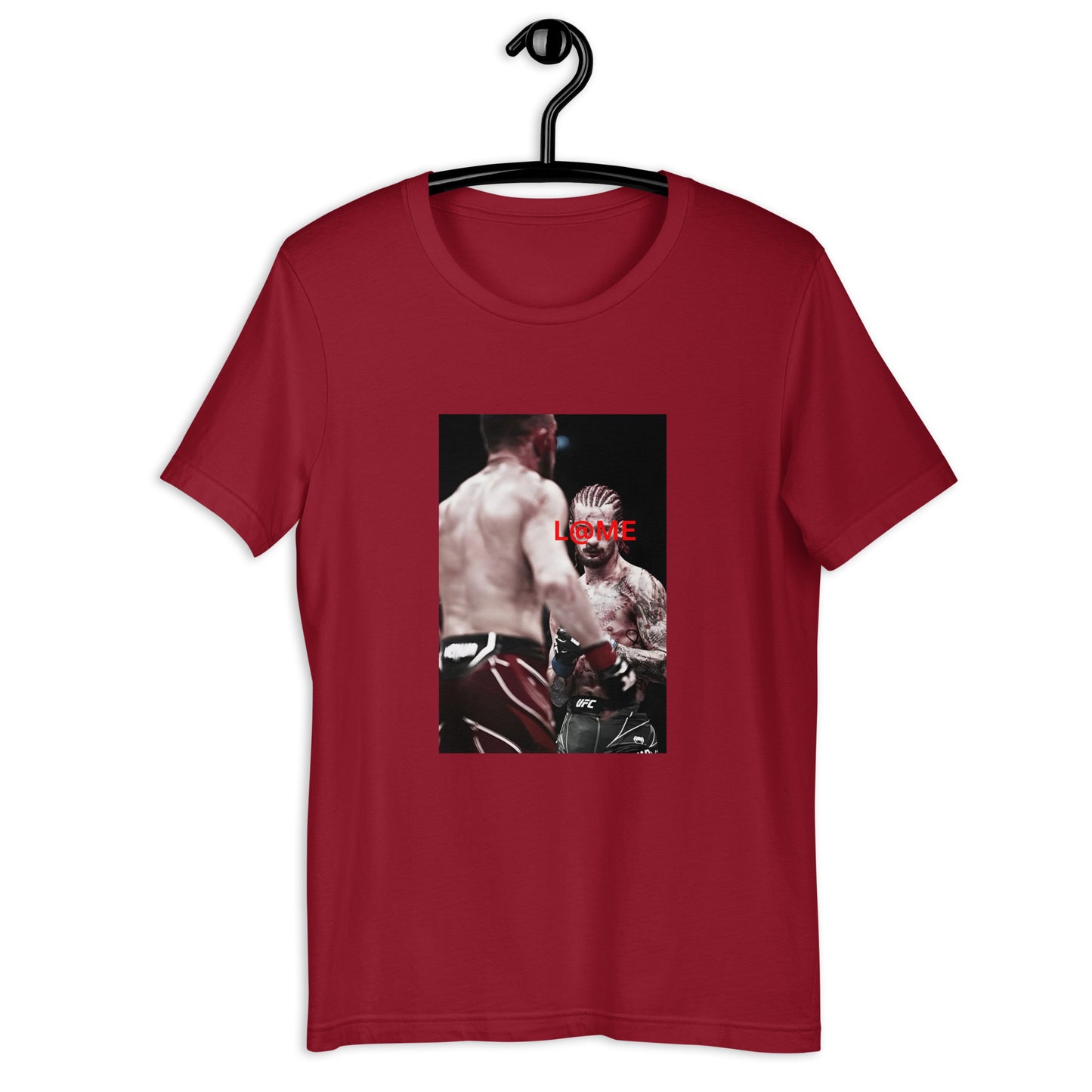 Red graphic tee featuring "Impact Zone" design, made from soft, pre-shrunk cotton.
