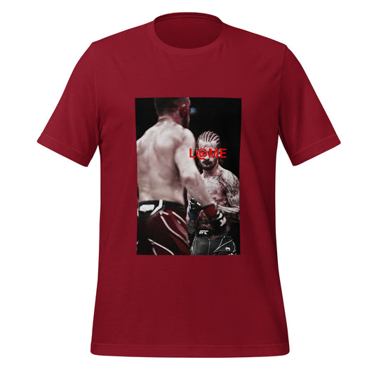 Red L@ME Impact Zone graphic tee with bold design and short sleeves on a plain background