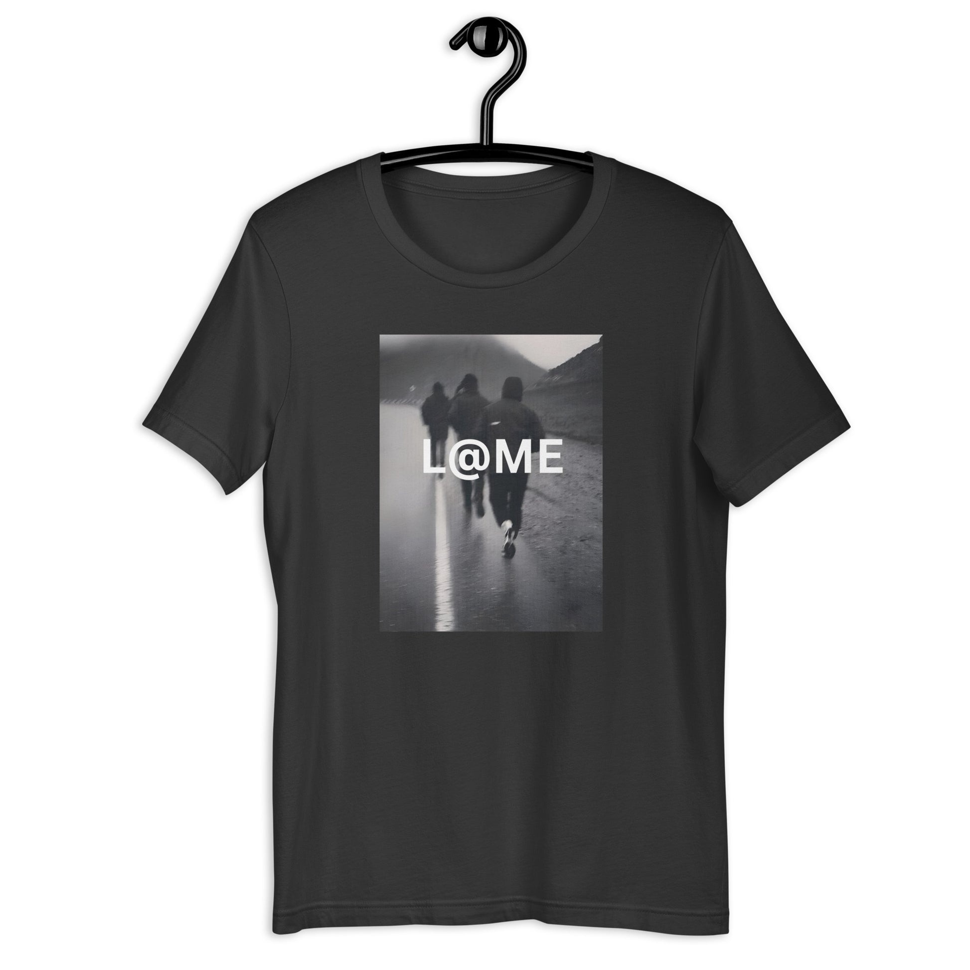 Gray graphic tee featuring a street photo and the L@ME logo on the front.