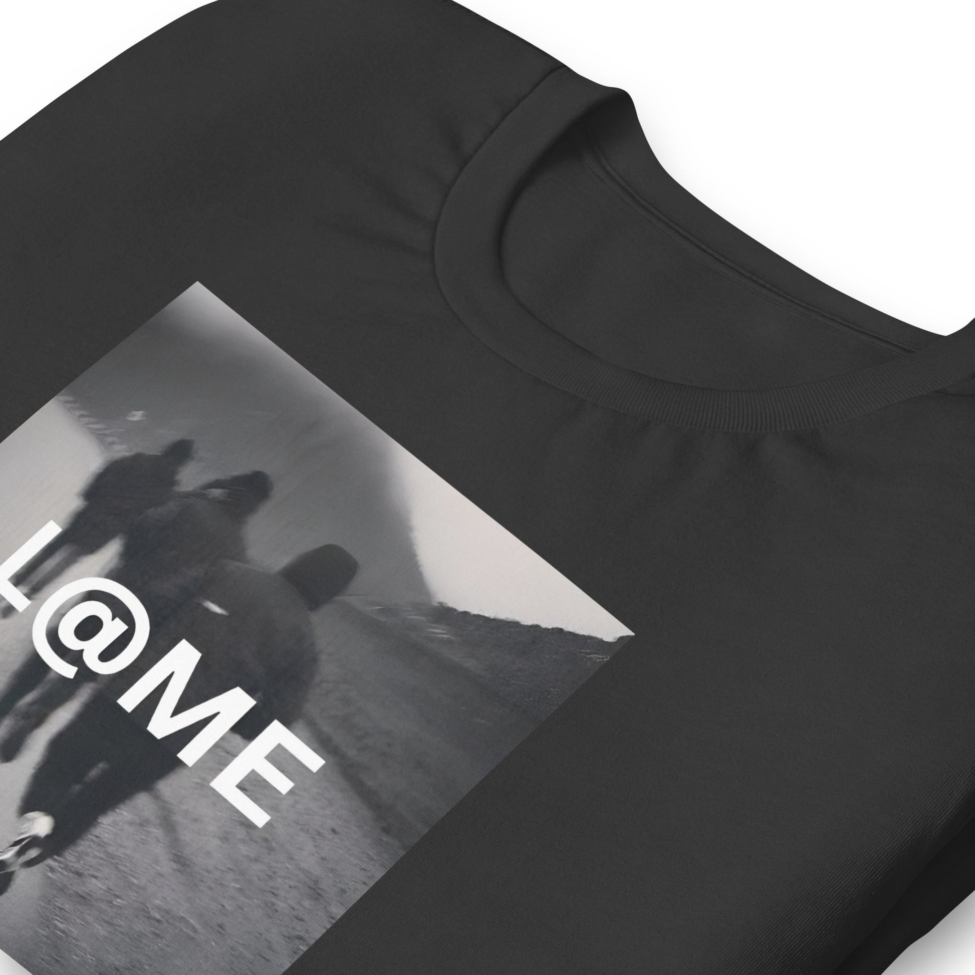 Gray graphic tee featuring a street photo and the L@ME logo.