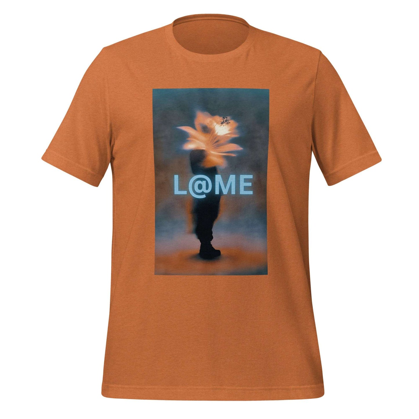 Heather gray L@ME Bloom Within tee with a subtle floral silhouette design on front