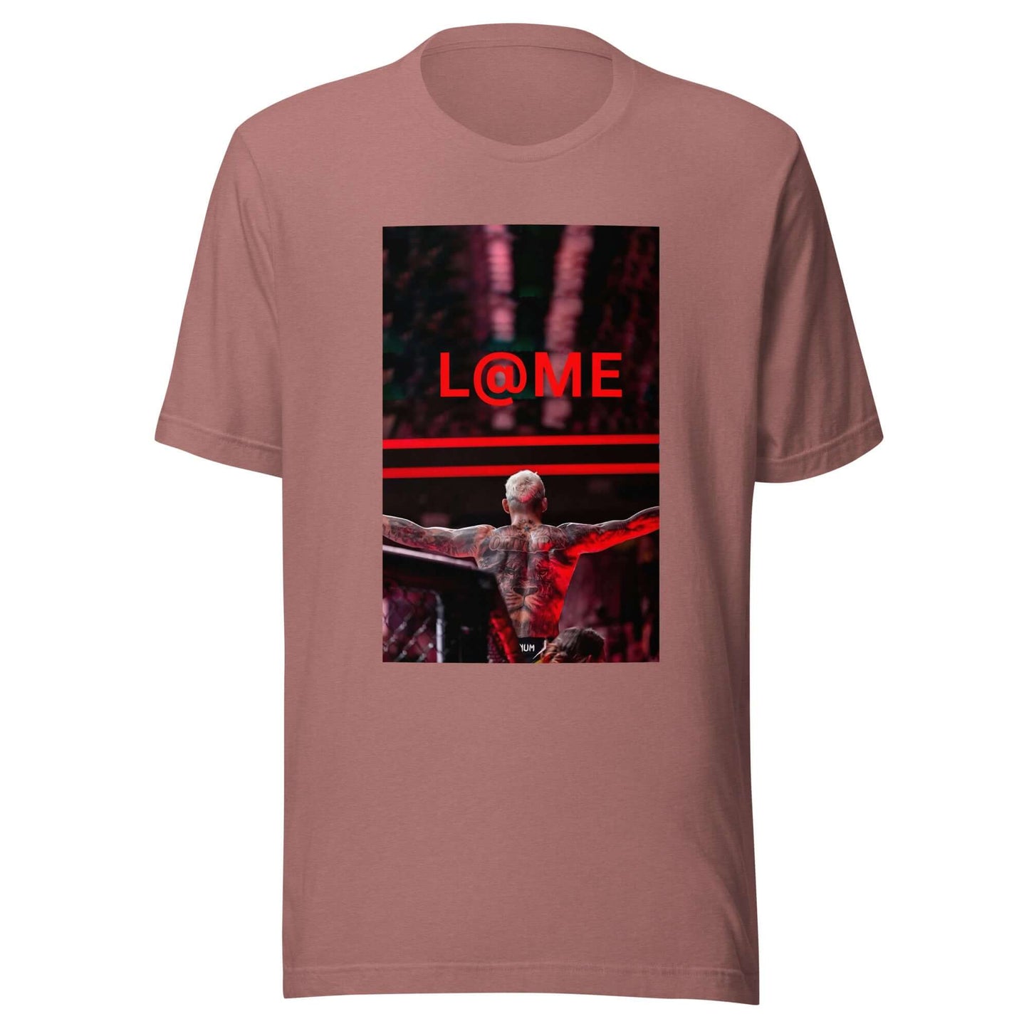 Red and black L@ME Victory Stance graphic tee with arms raised design on front