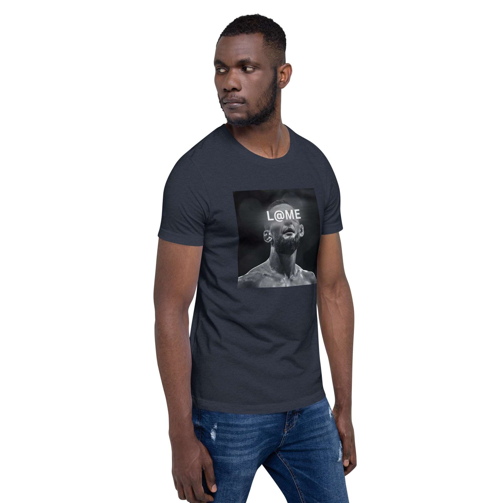Black-and-white graphic tee featuring a portrait symbolizing determination and strength.