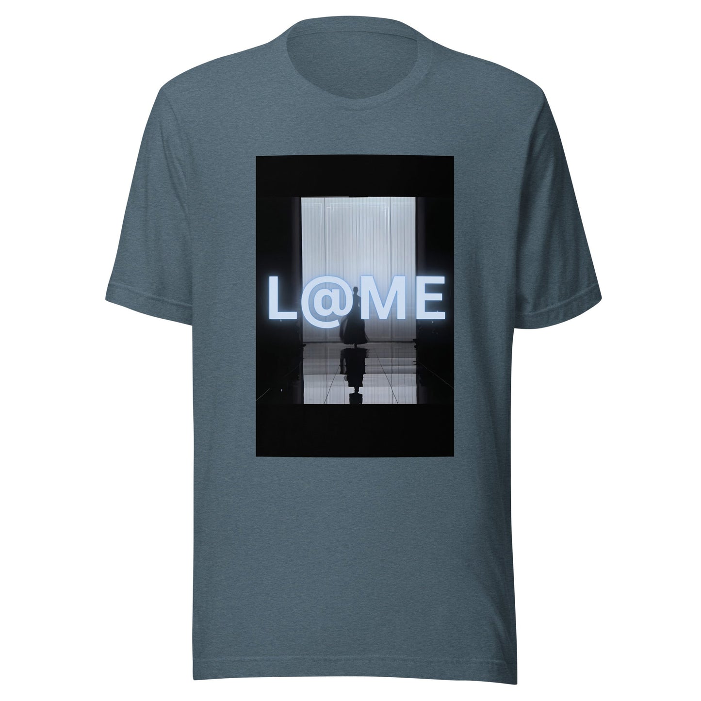 Neon graphic tee featuring a bold runway silhouette and bright contrasting text.