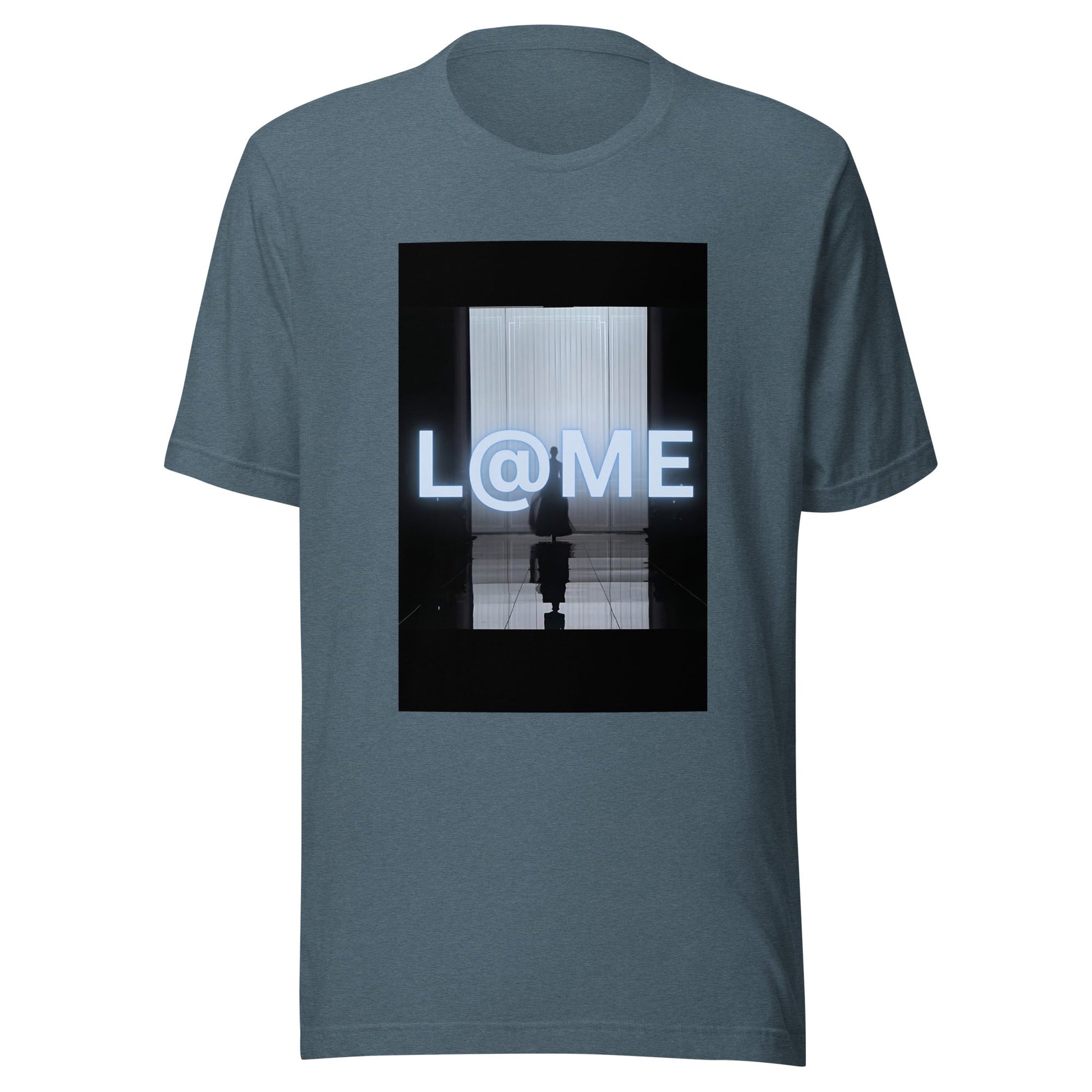 Neon graphic tee featuring a bold runway silhouette and bright contrasting text.