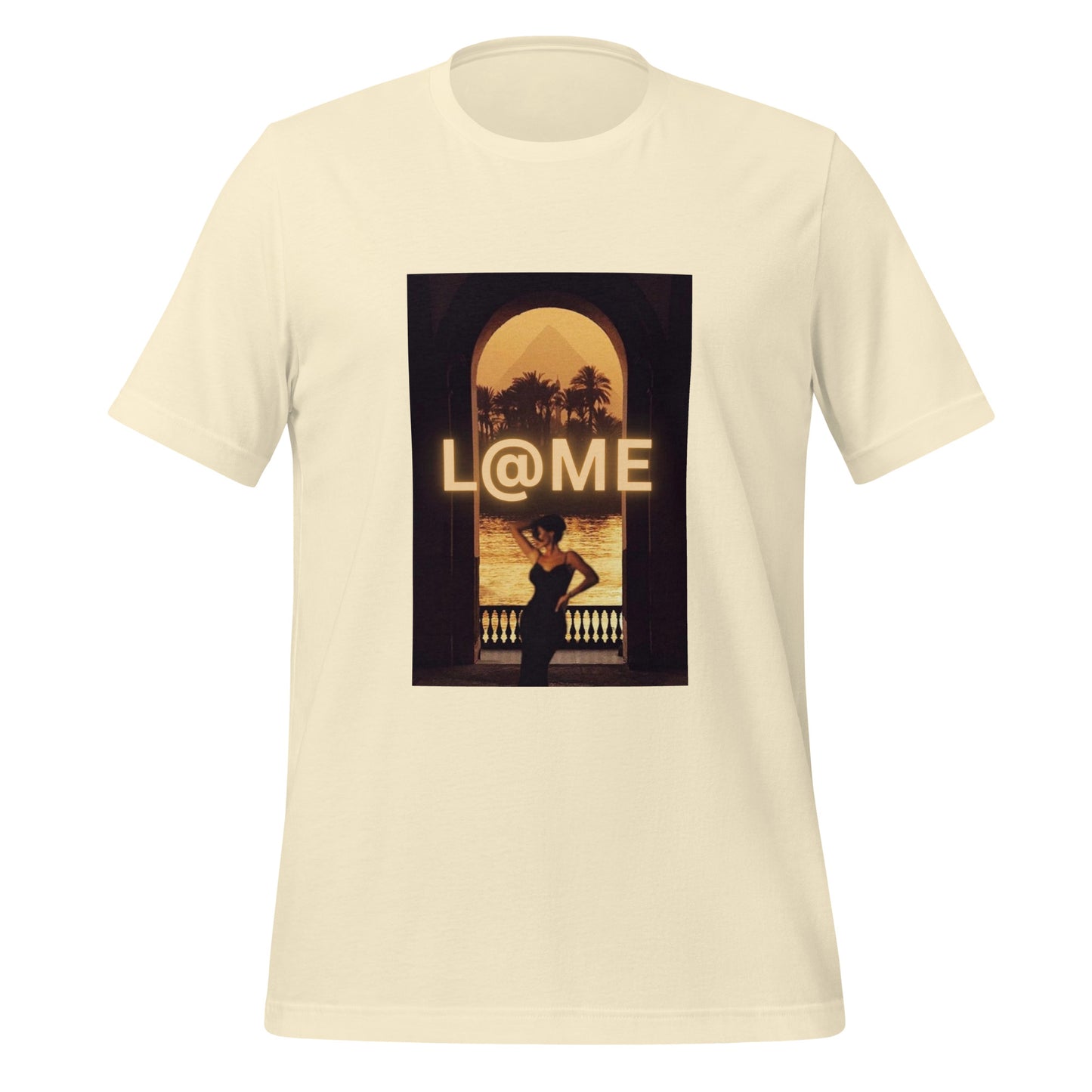 Unisex black t-shirt featuring a moonlit design and bold cross silhouette.