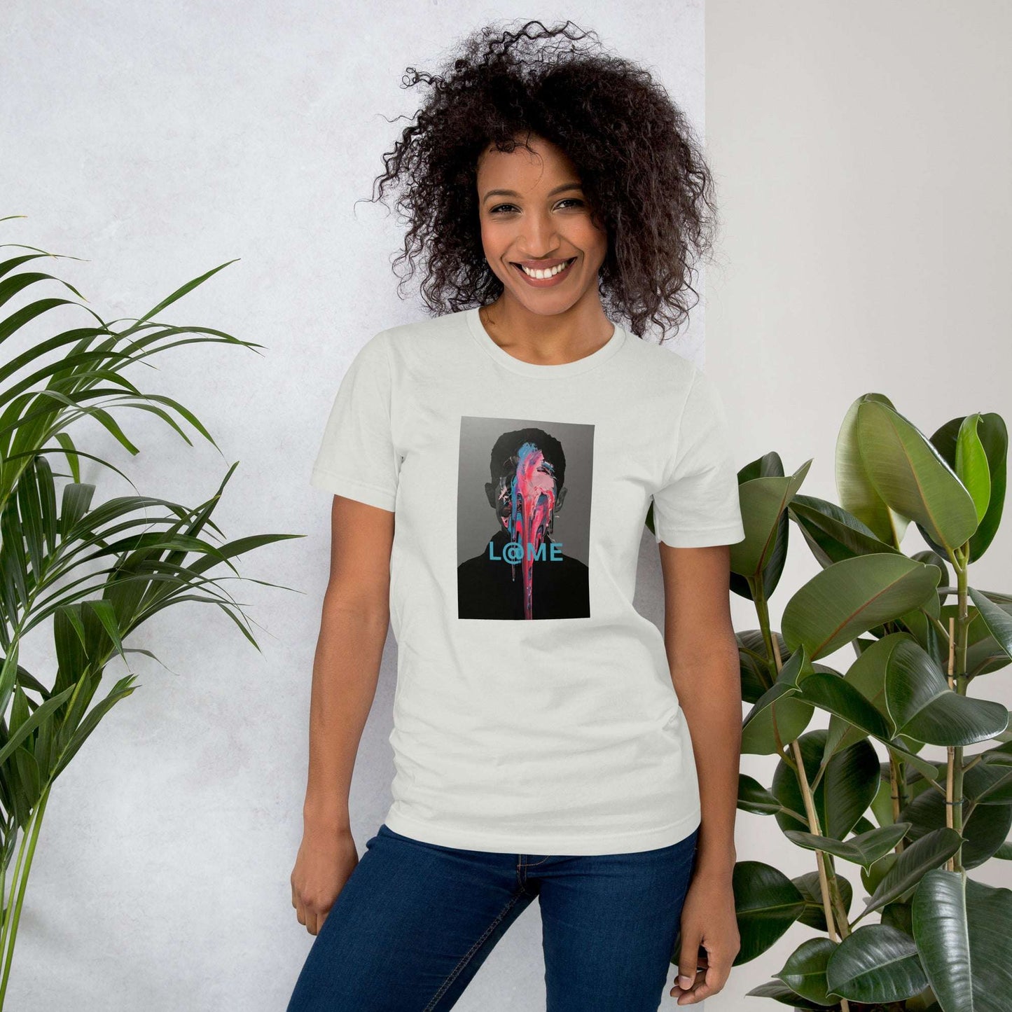 L@ME Silver Paint Drip Portrait Graphic Tee | Premium Cotton 26 £ Collection all for Inkybay L@ME L@ME