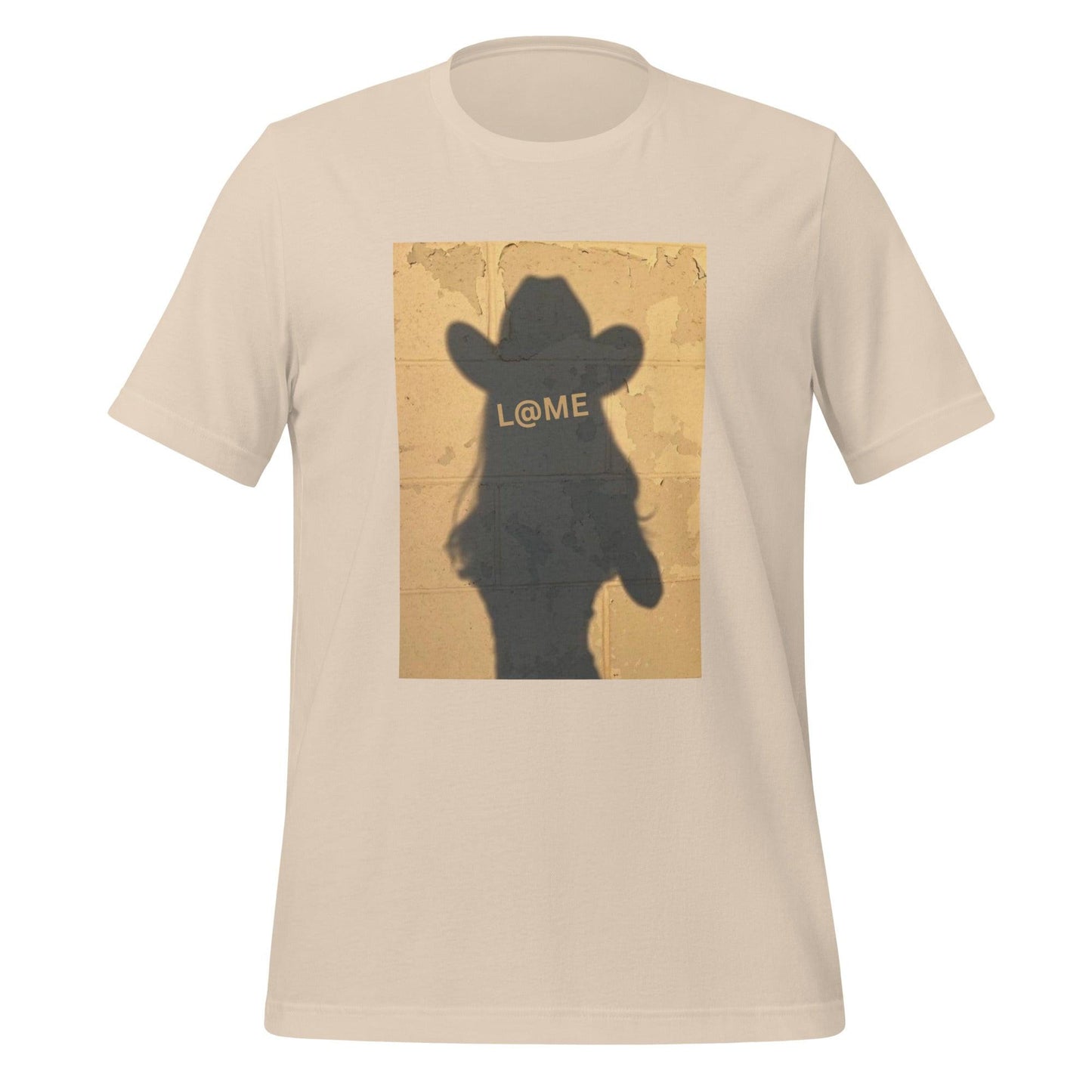 Unisex t-shirt featuring a cowboy hat silhouette against a rustic backdrop.
