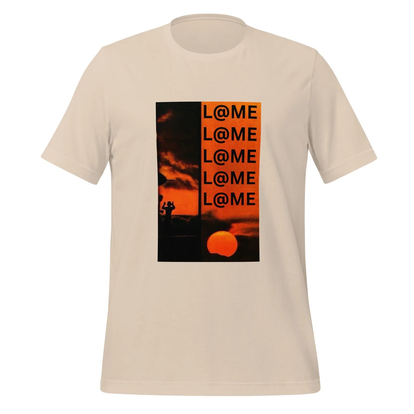 Unisex T-shirt in burnt orange with bold stacked L@ME logo on front